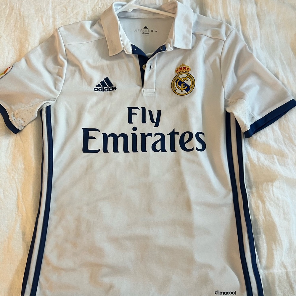 Adidas Real Madrid White and Navy Soccer Jersey